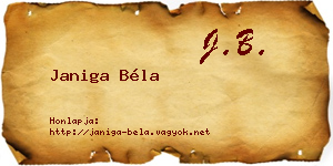Janiga Béla névjegykártya